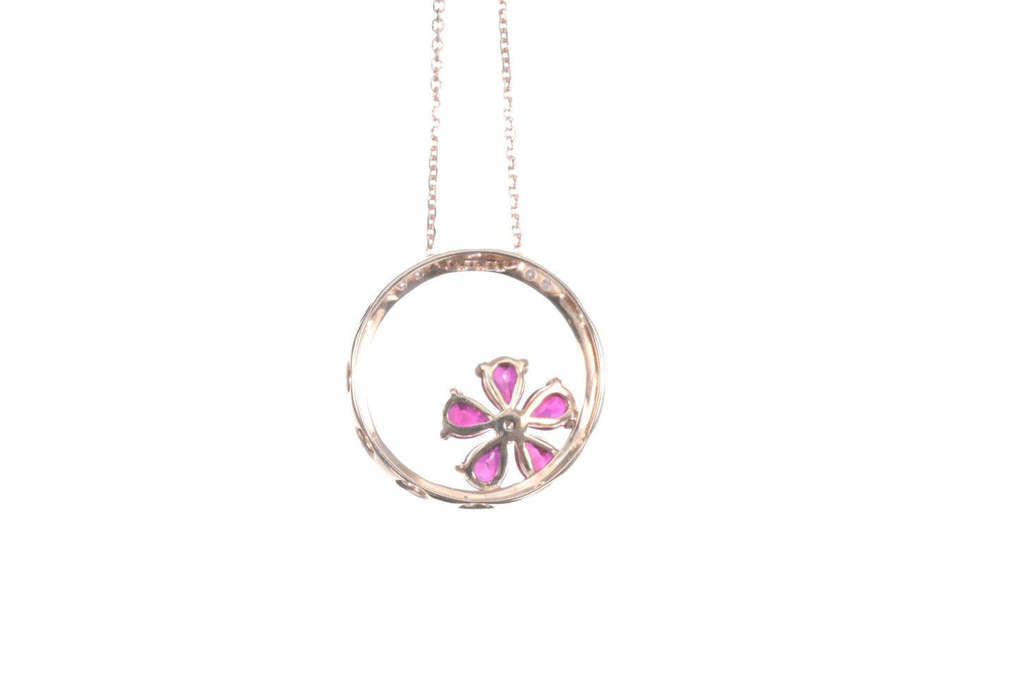 Ruby Flower Halo Pendant