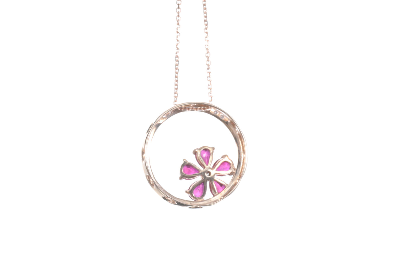 Ruby Flower Halo Pendant