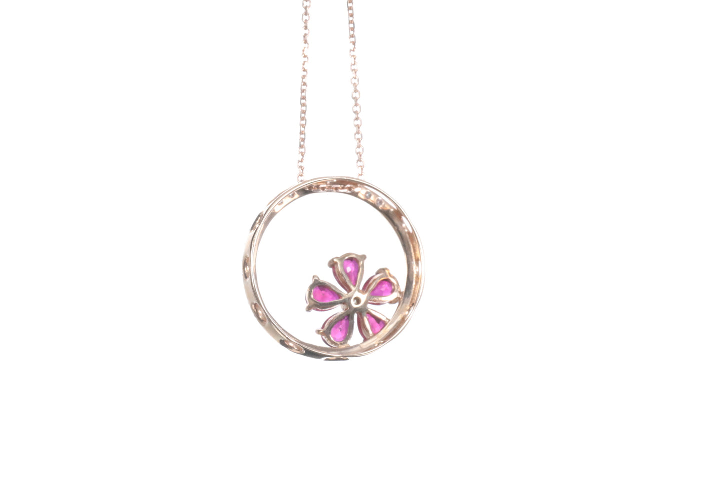Ruby Flower Halo Pendant