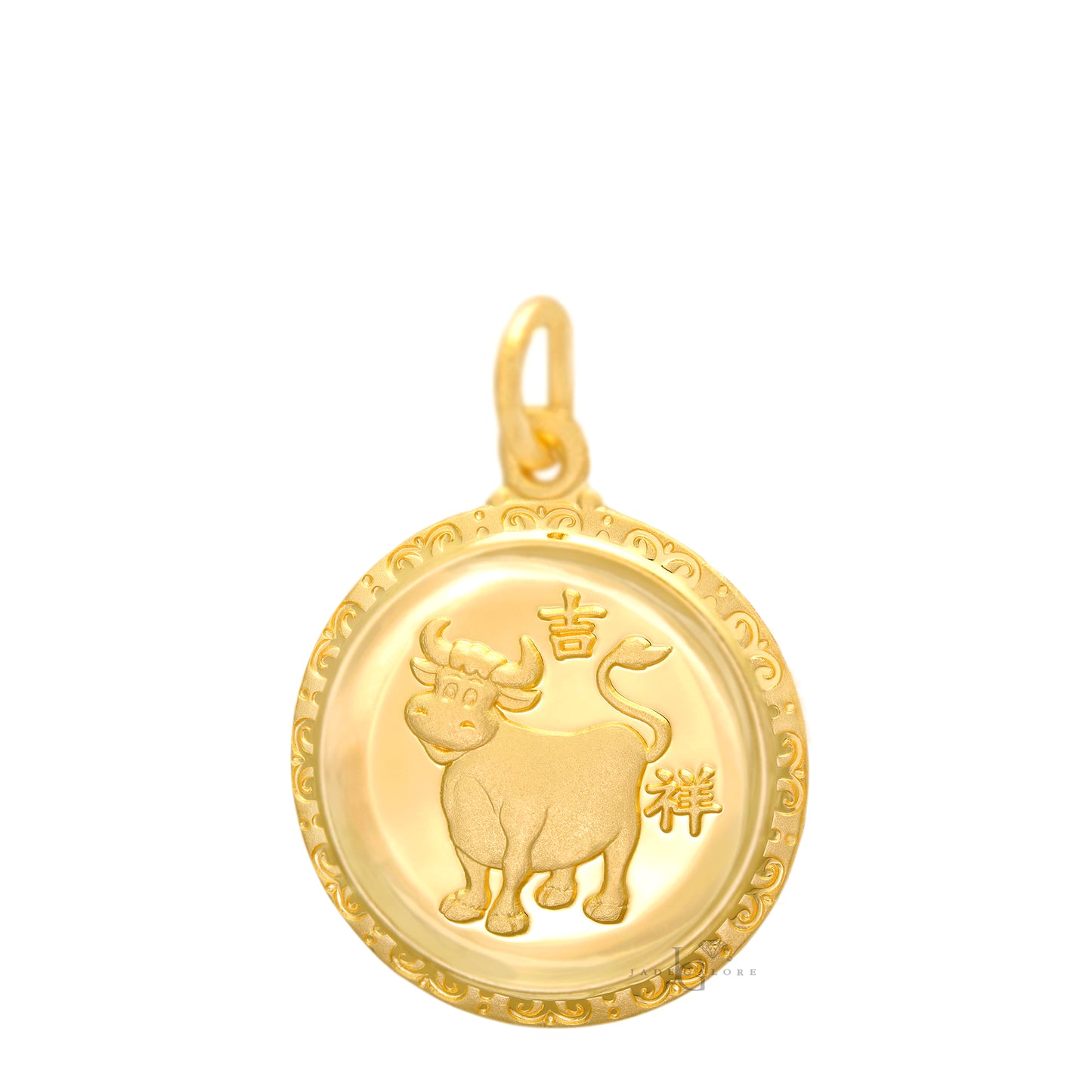 24K Medium Round Ox Pendant