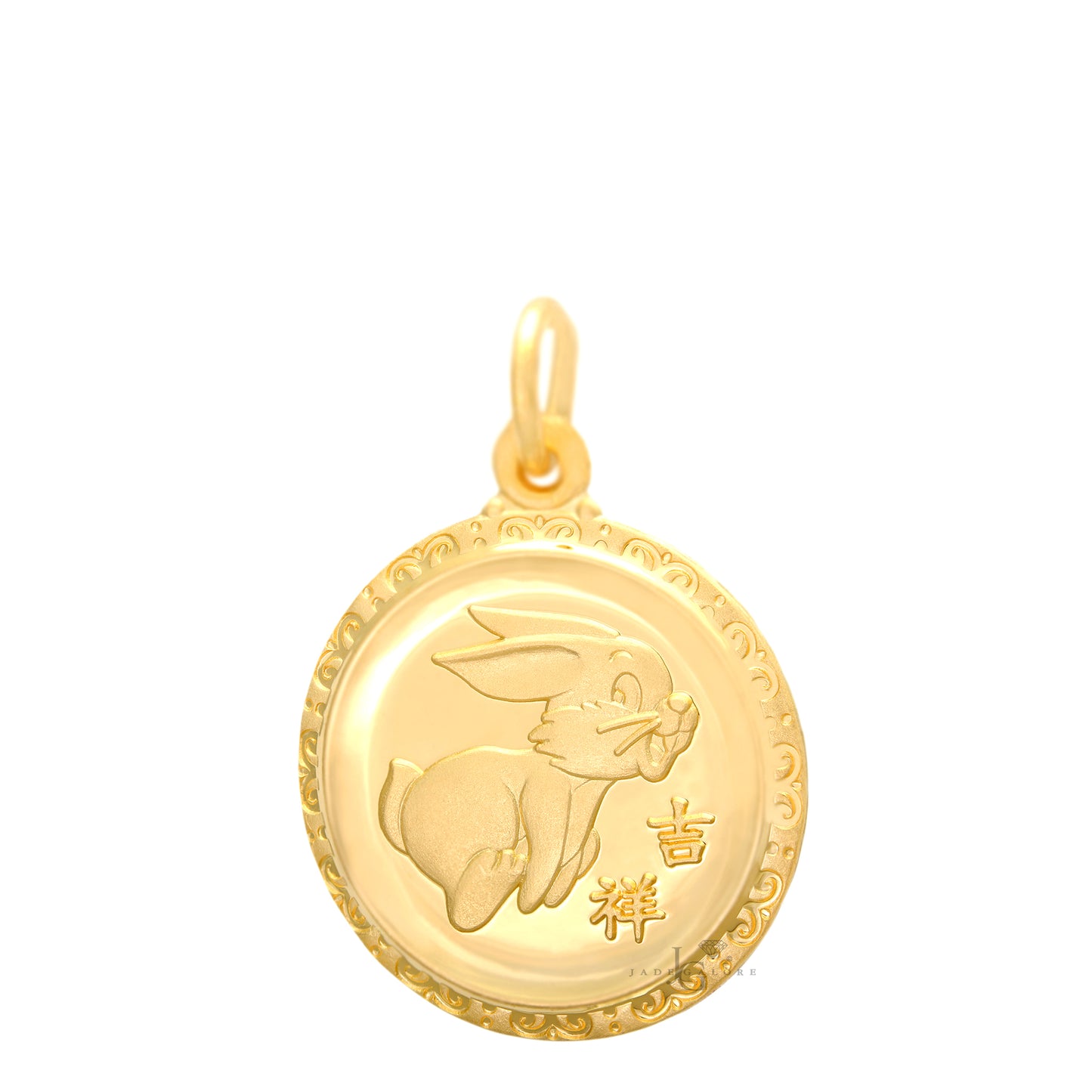 24K Medium Round Rabbit Pendant