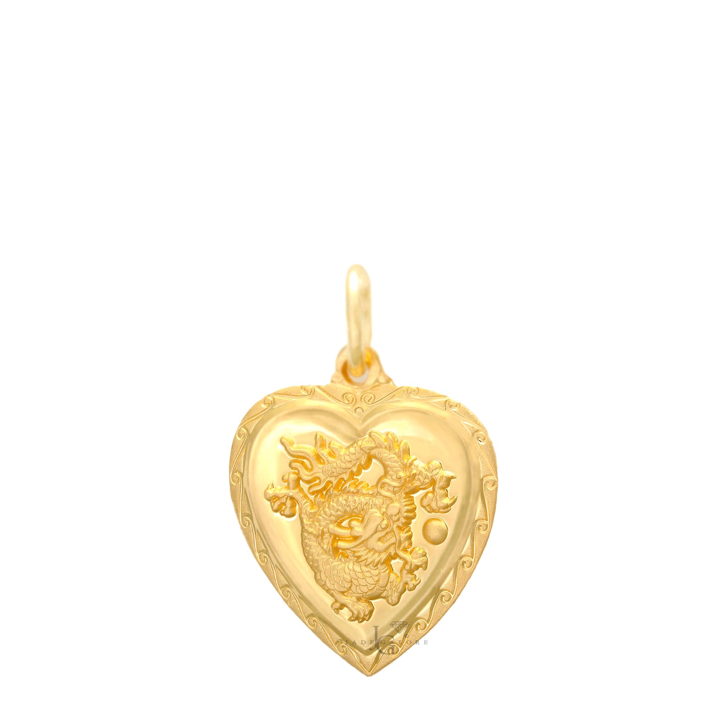 24K Small Heart Dragon Pendant