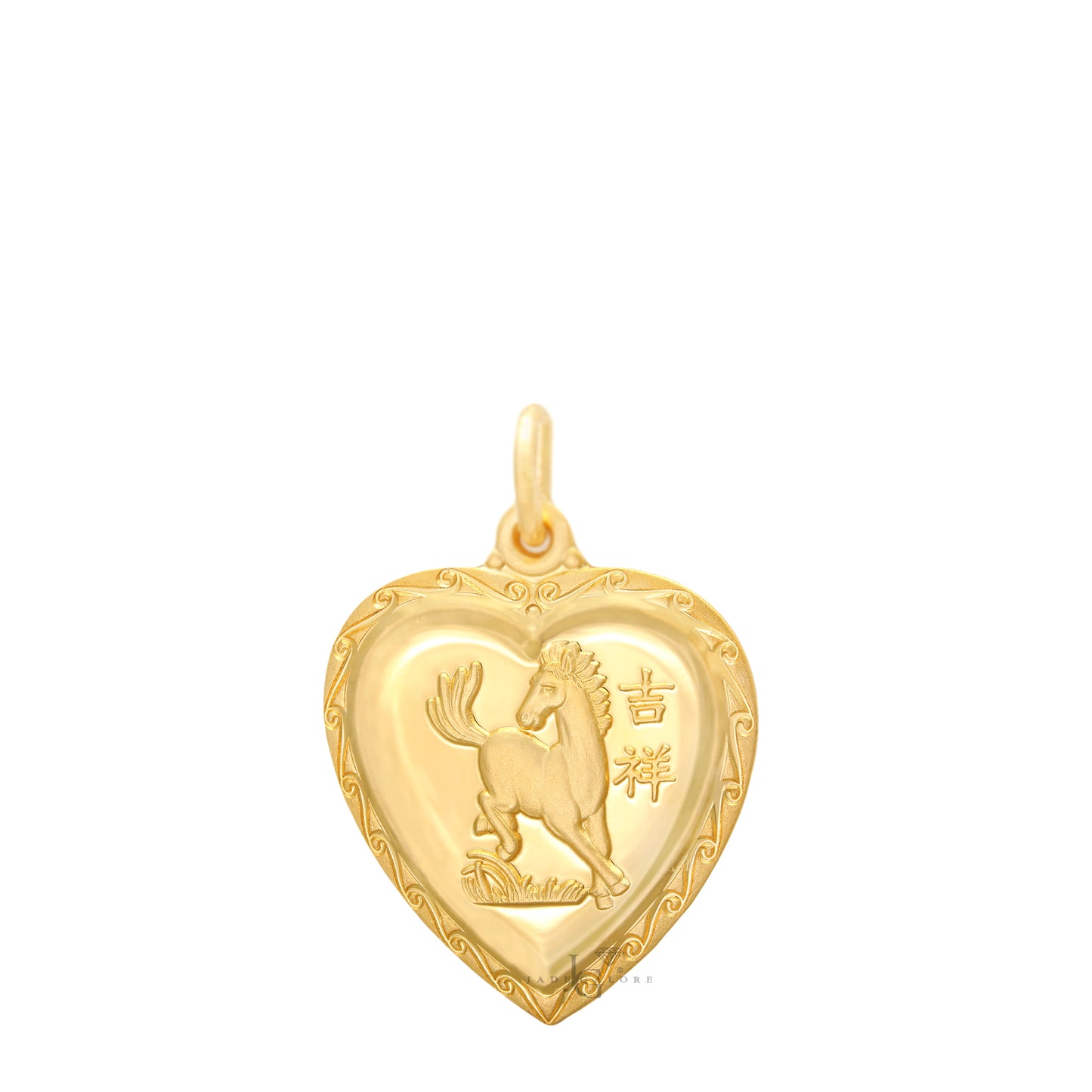 24K Small Heart Horse Pendant