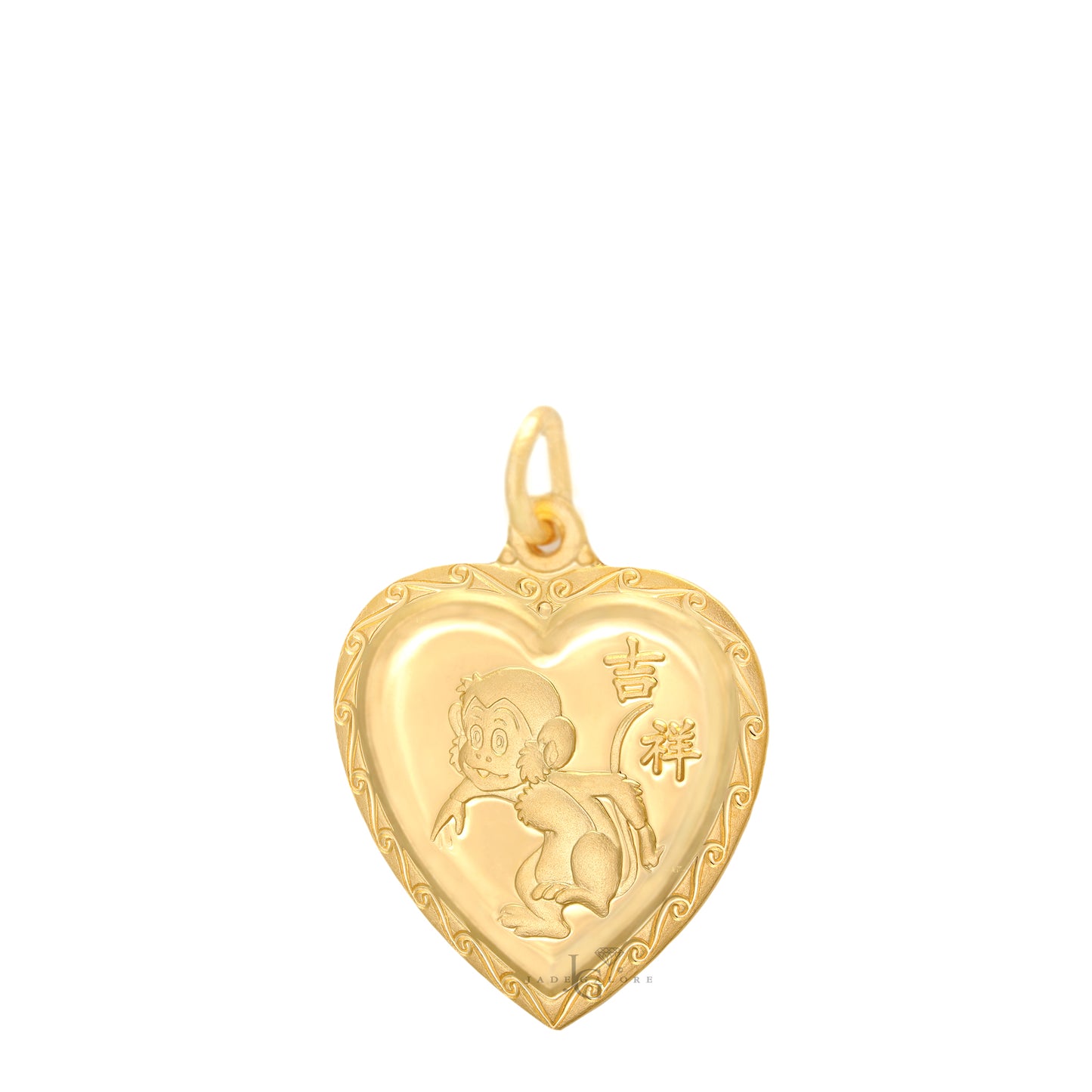 24K Small Heart Monkey Pendant