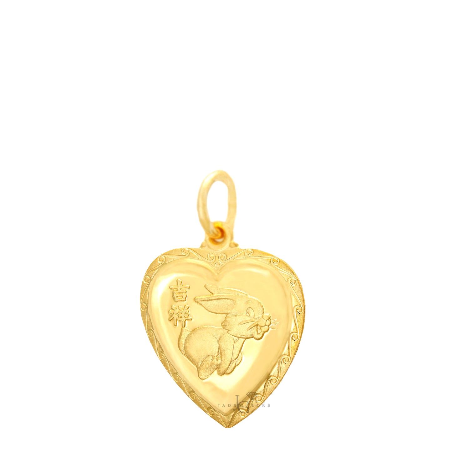 24K Small Heart Rabbit Pendant