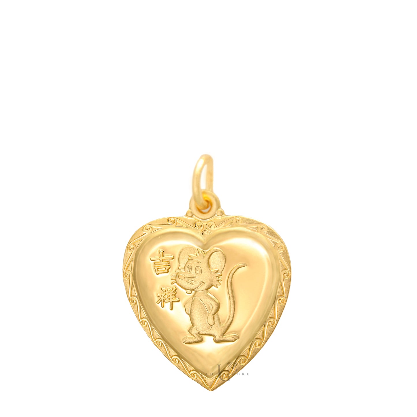 24K Small Heart Rat Pendant