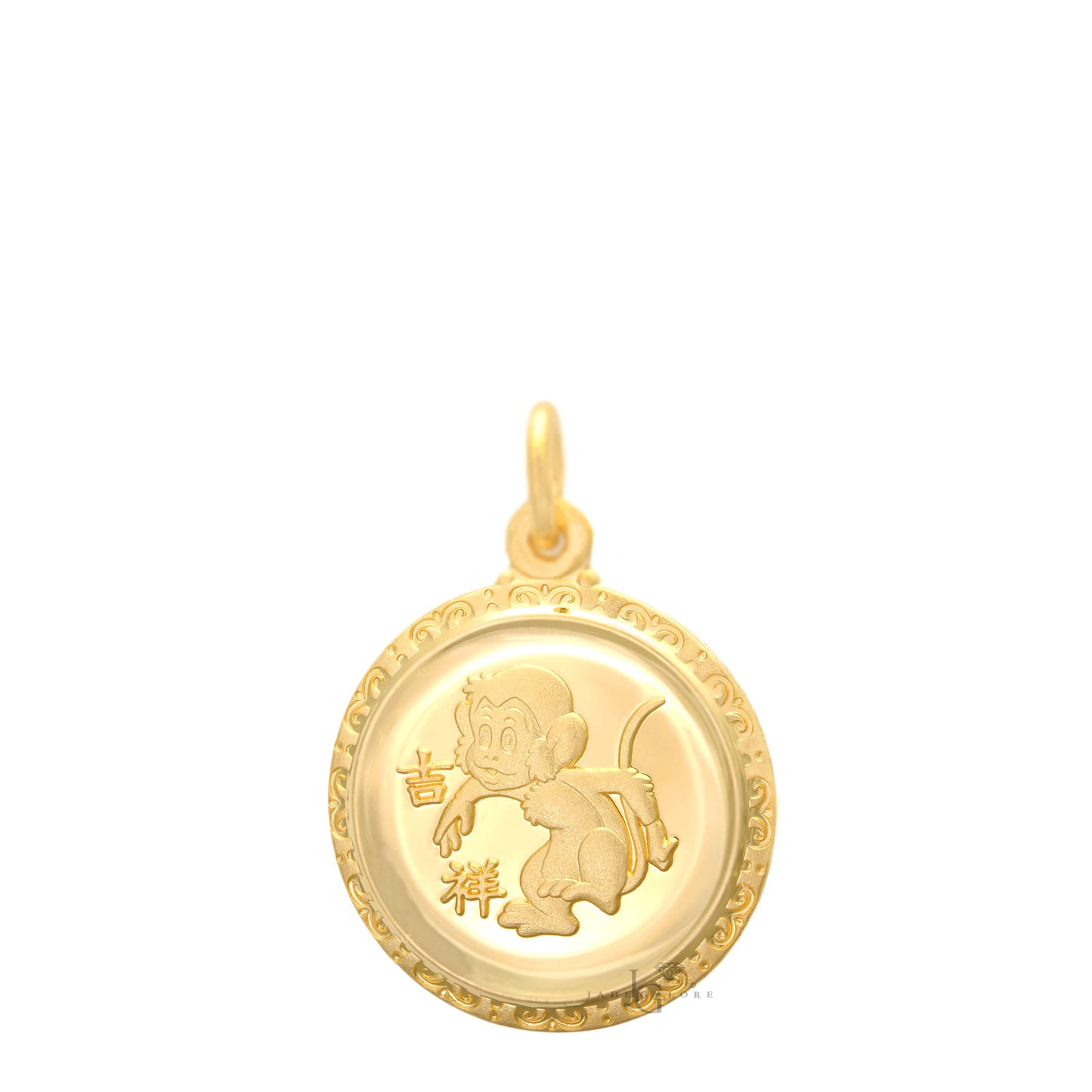 24K Small Round Monkey Pendant