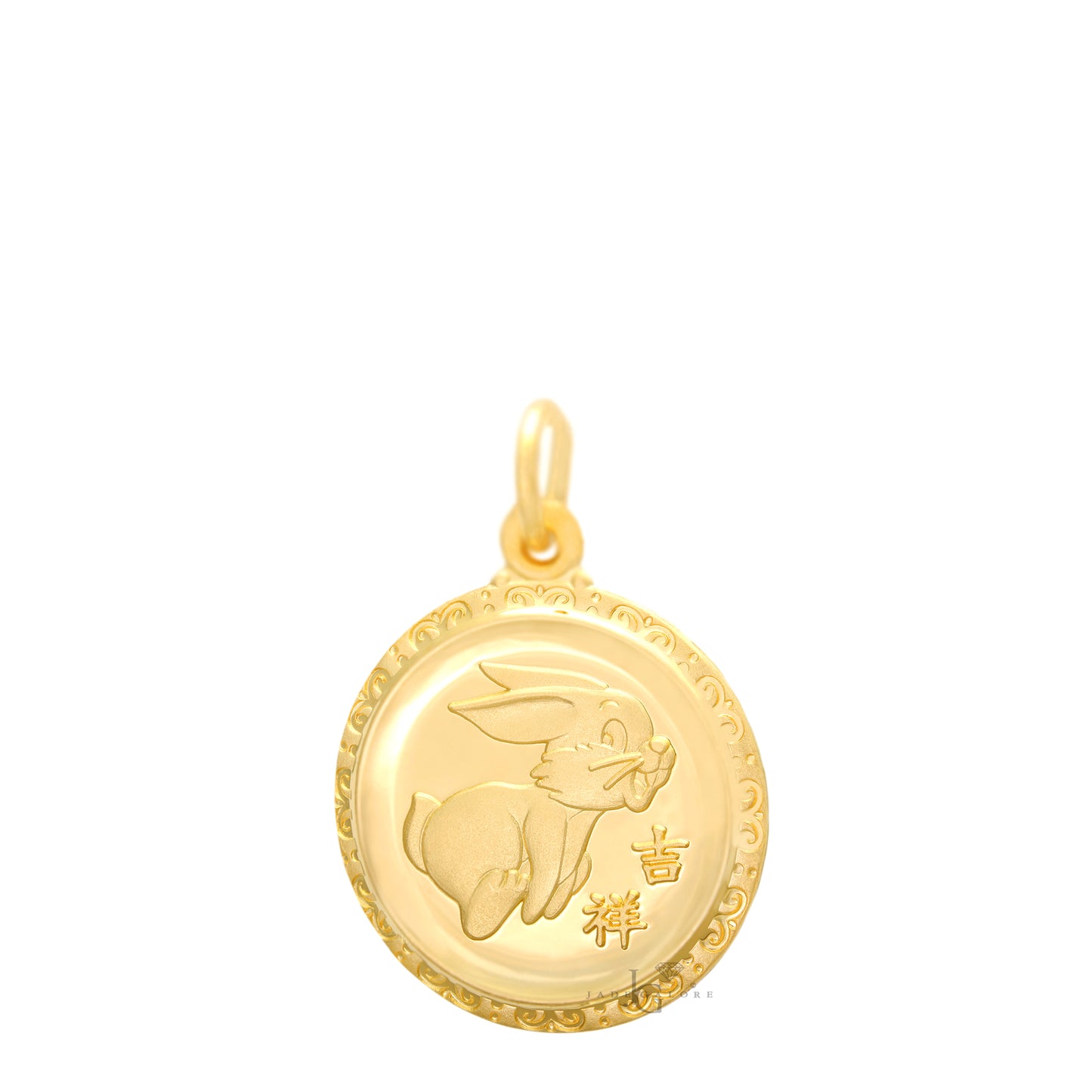 24K Small Round Rabbit Pendant