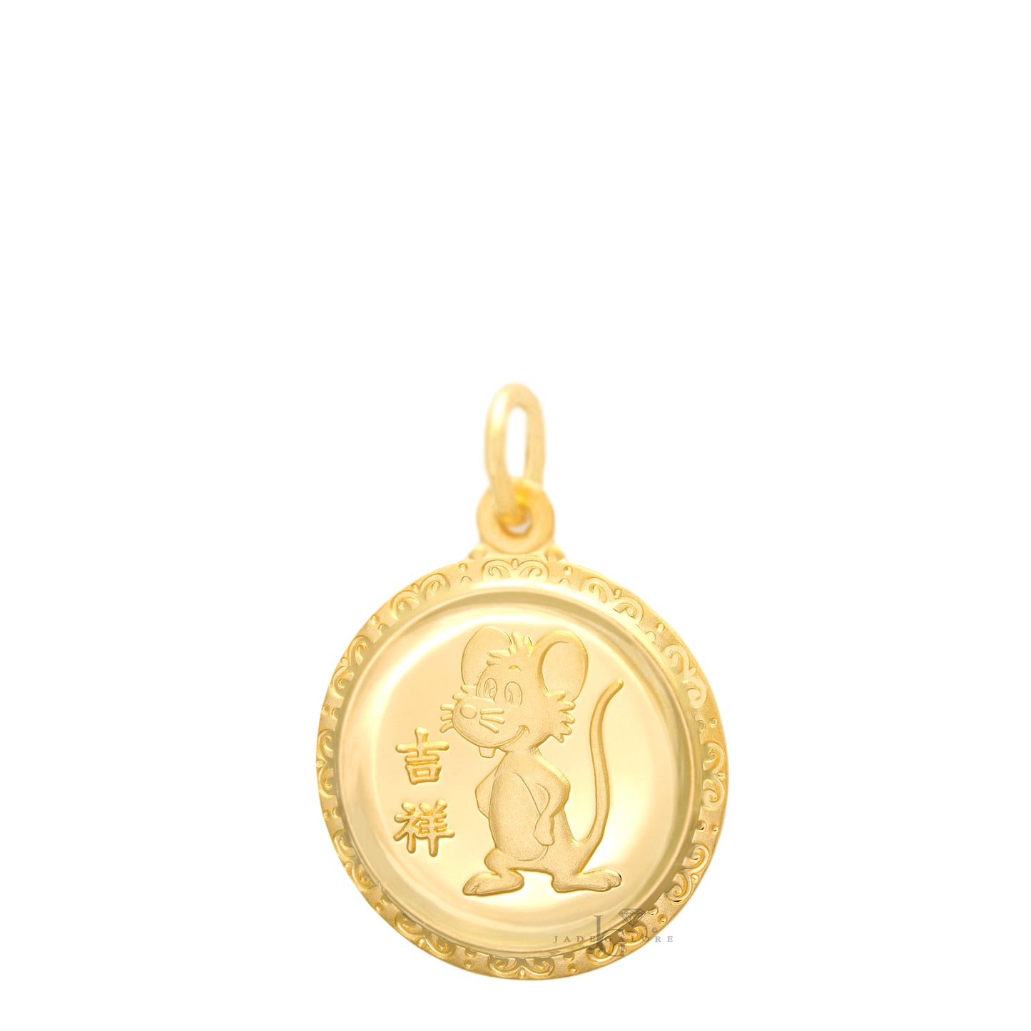 24K Small Round Rat Pendant