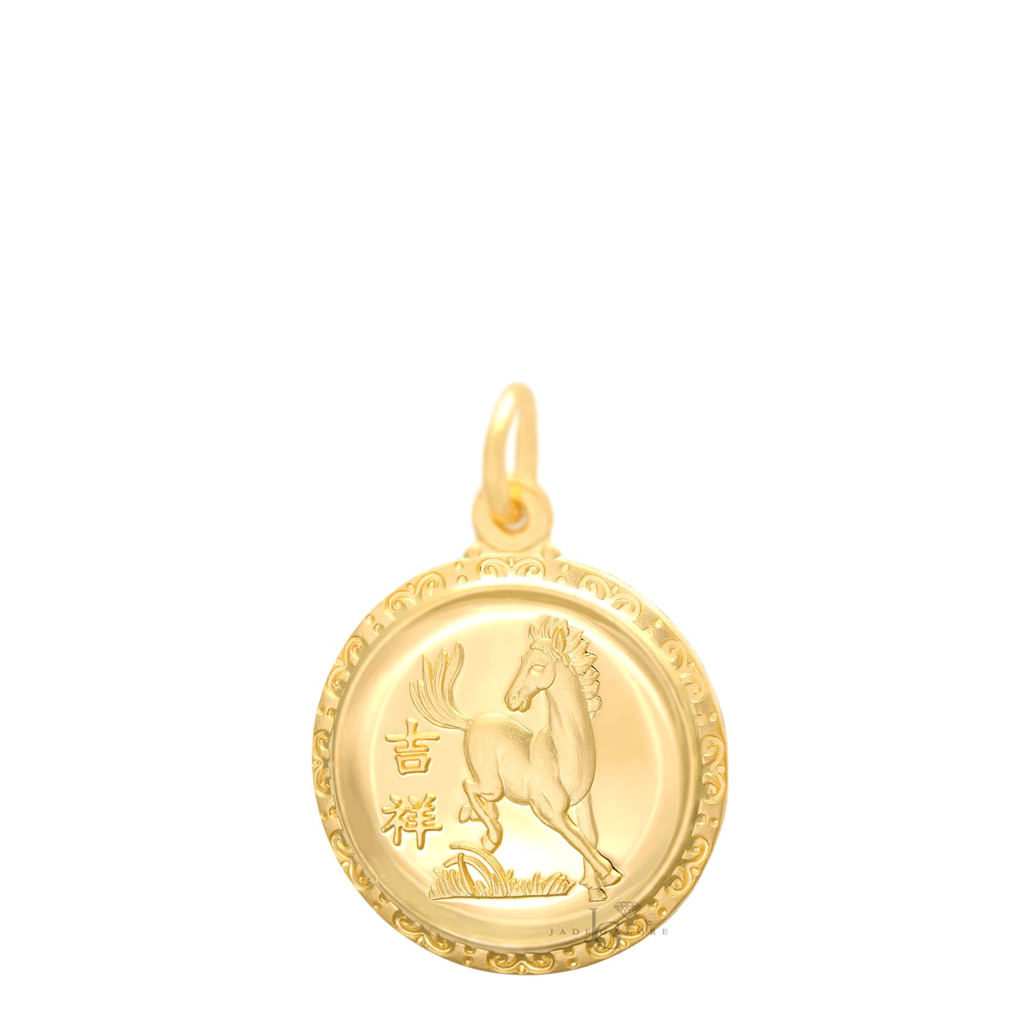 24K Small Round Horse Pendant