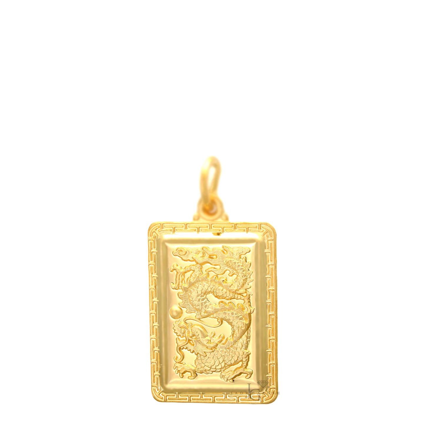 24K Small Rectangle Dragon Pendant