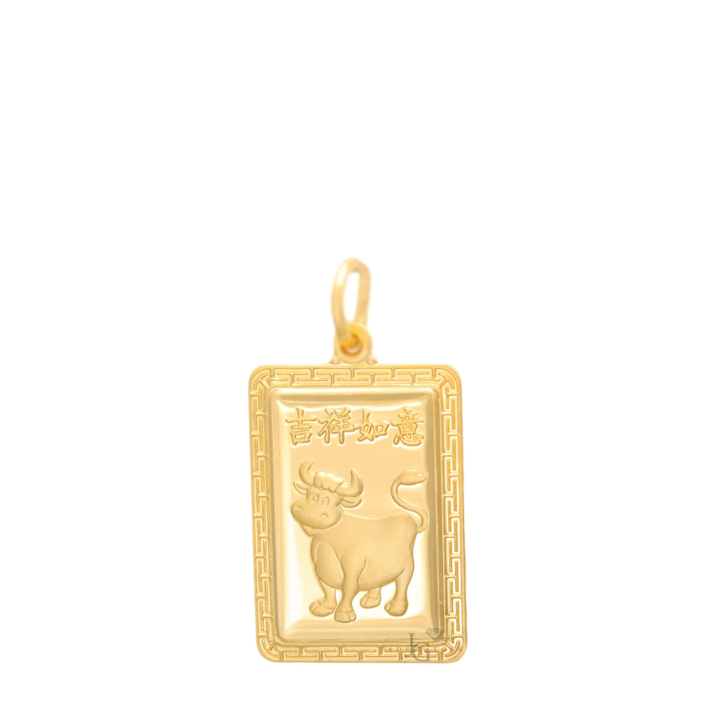 24K Small Rectangle Ox Pendant