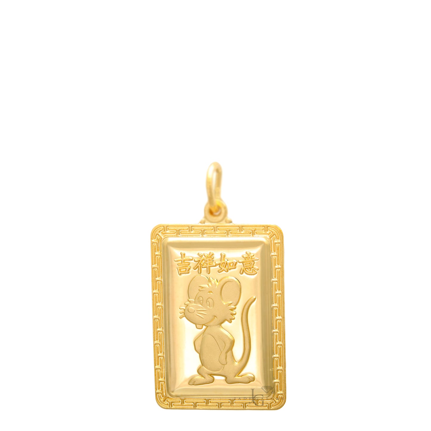 24K Small Rectangle Rat Pendant