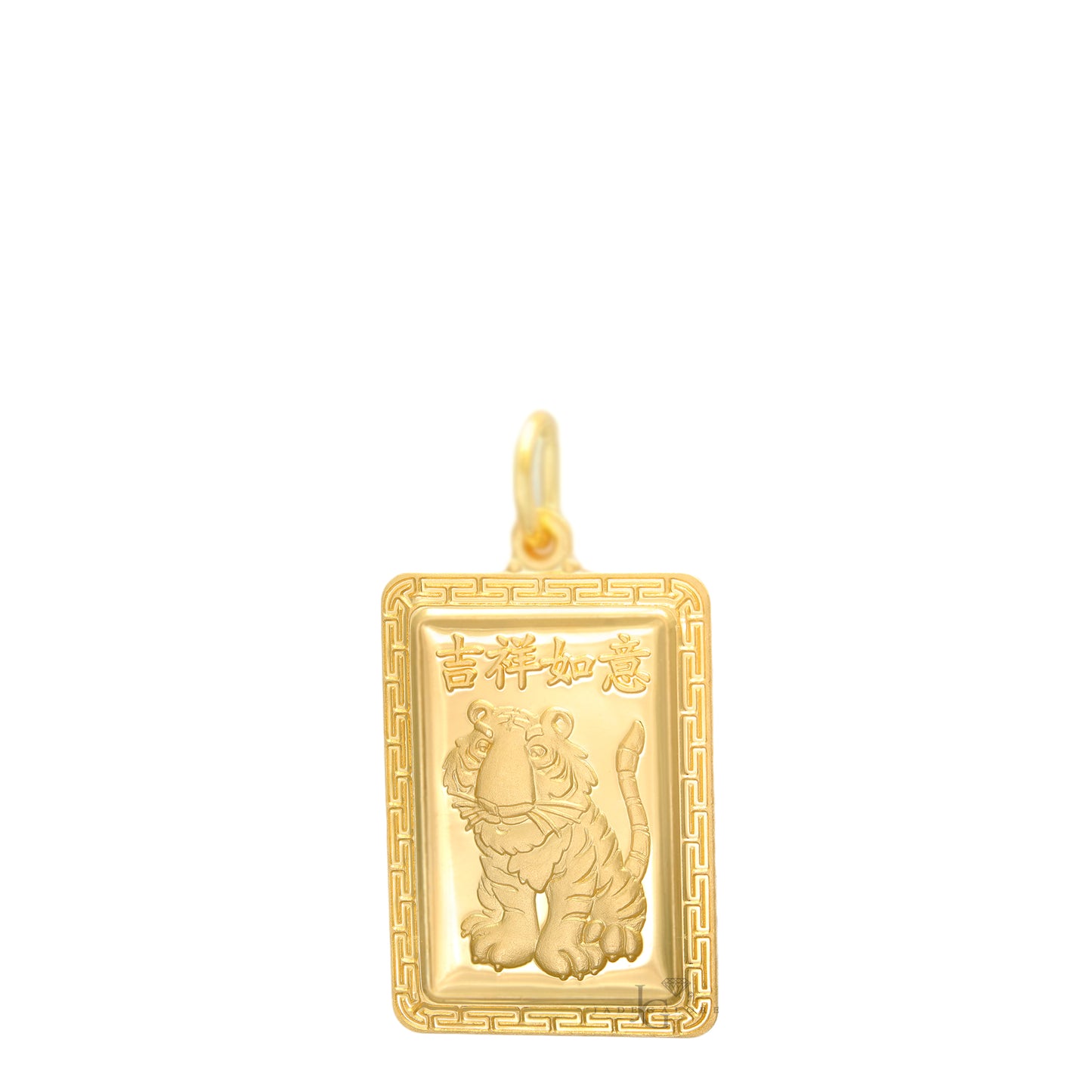 24K Small Rectangle Tiger Pendant