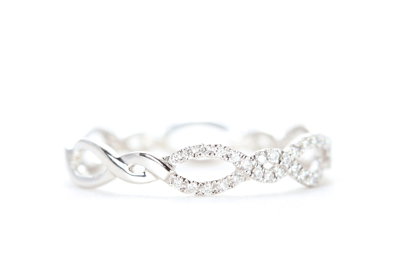 Open Twist Diamond Ring White Gold