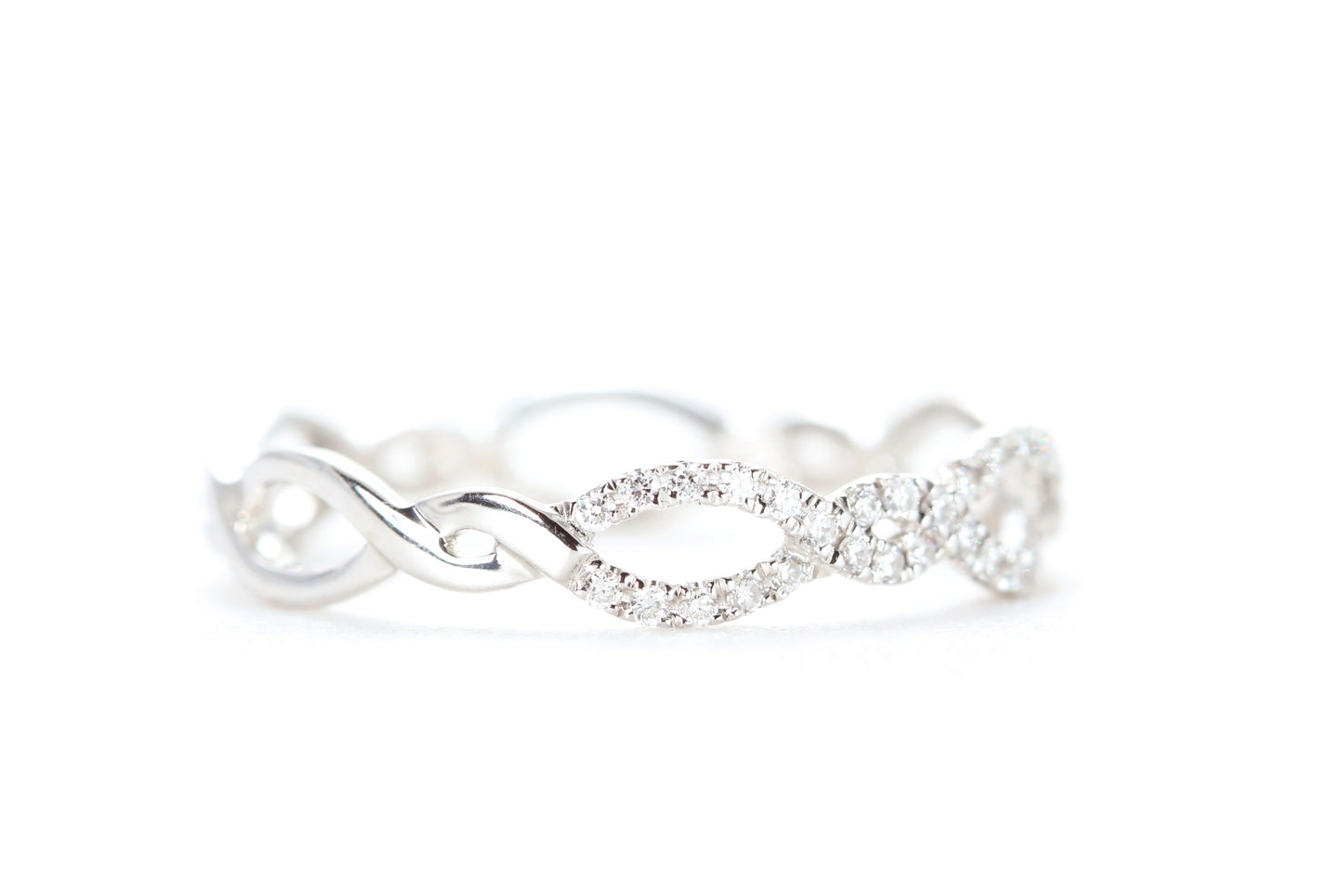 Open Twist Diamond Ring White Gold
