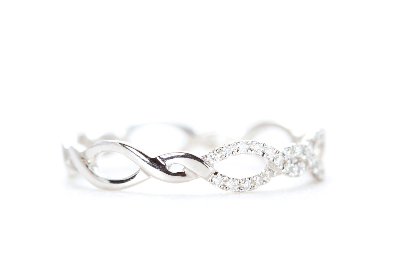 Open Twist Diamond Ring White Gold