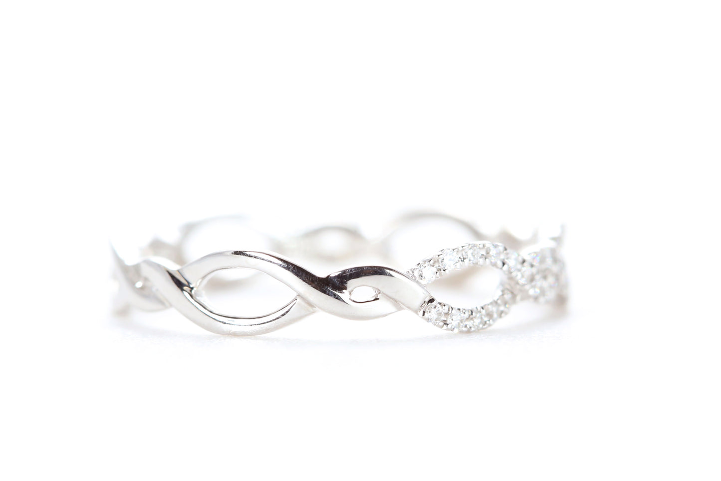 Open Twist Diamond Ring White Gold