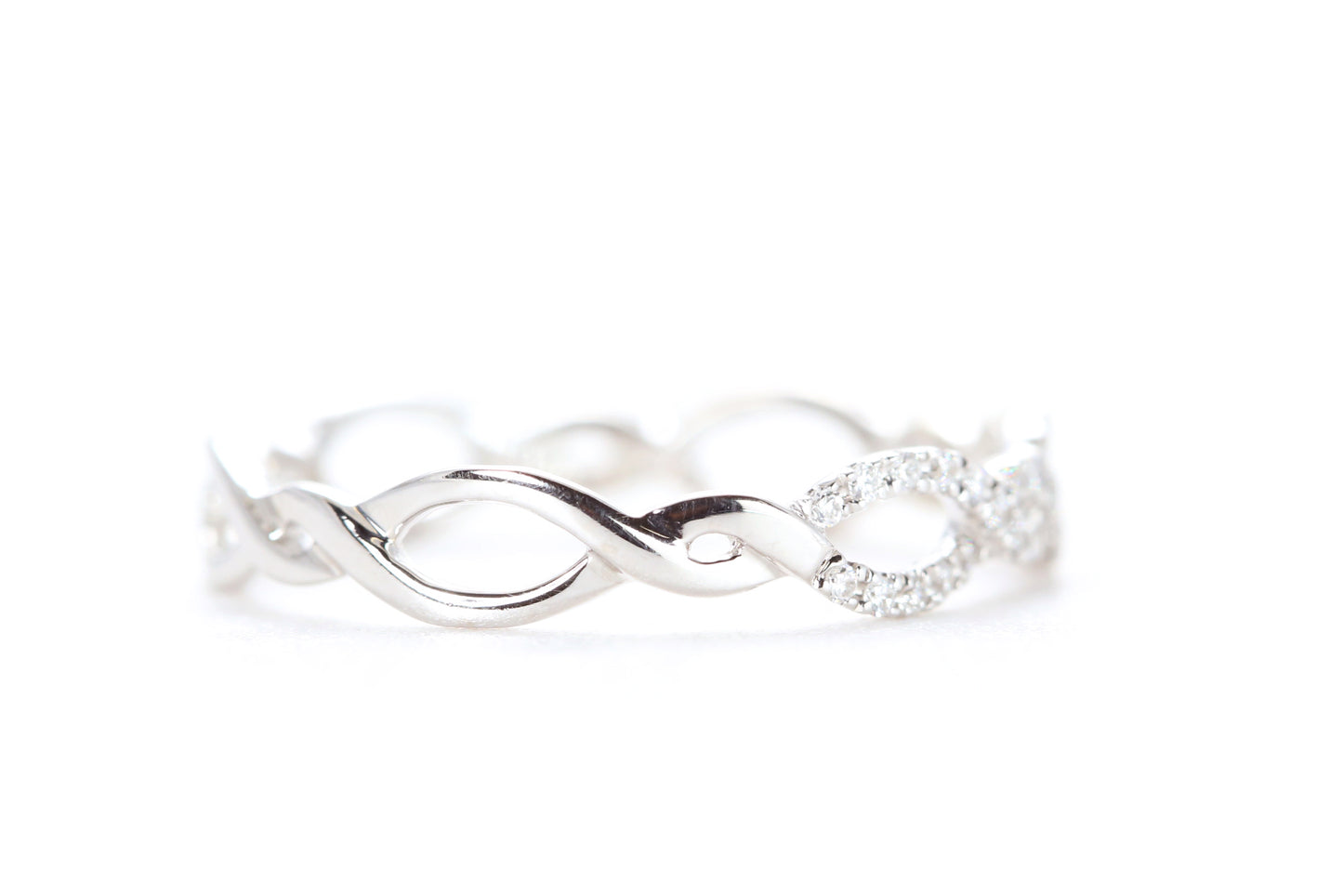 Open Twist Diamond Ring White Gold