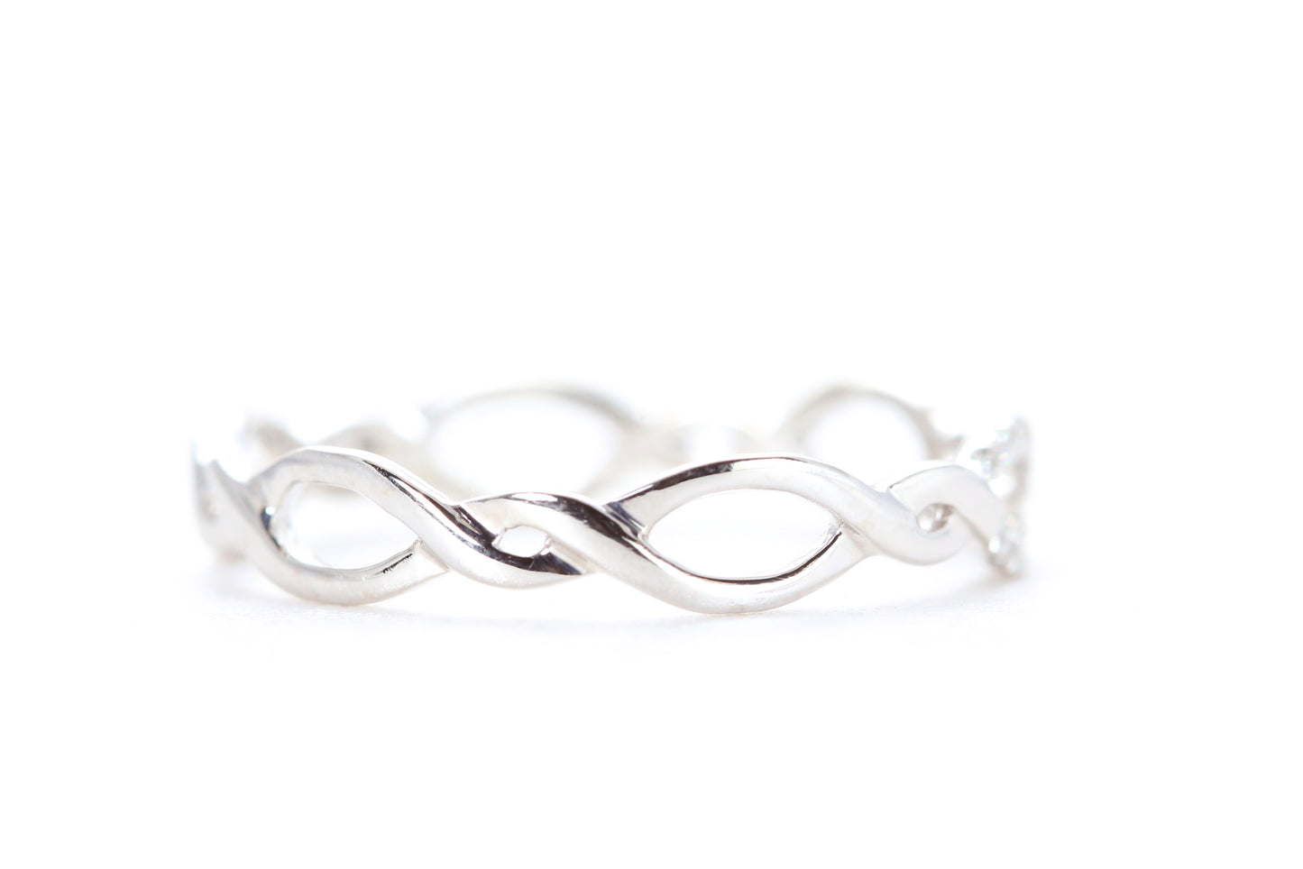 Open Twist Diamond Ring White Gold