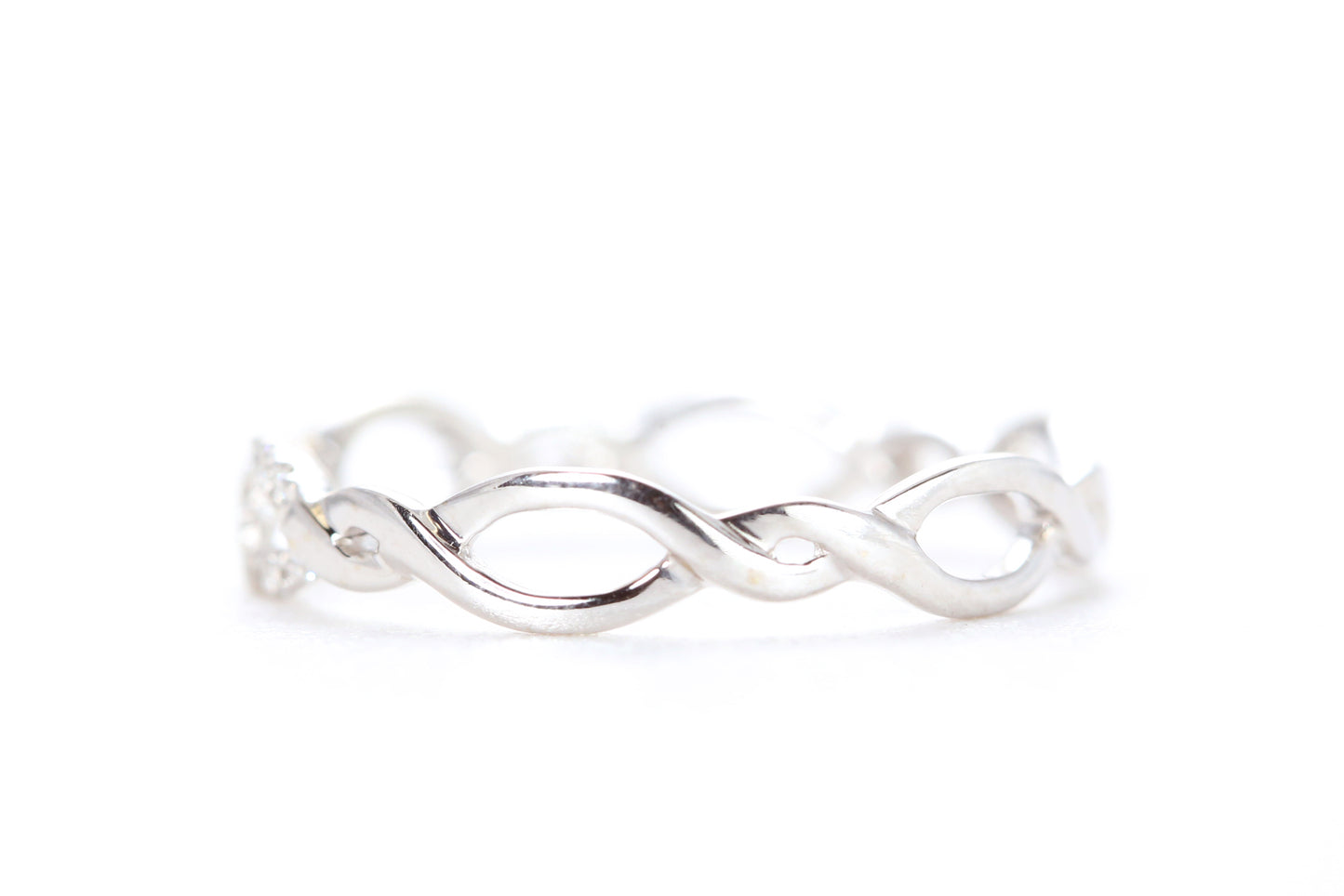 Open Twist Diamond Ring White Gold