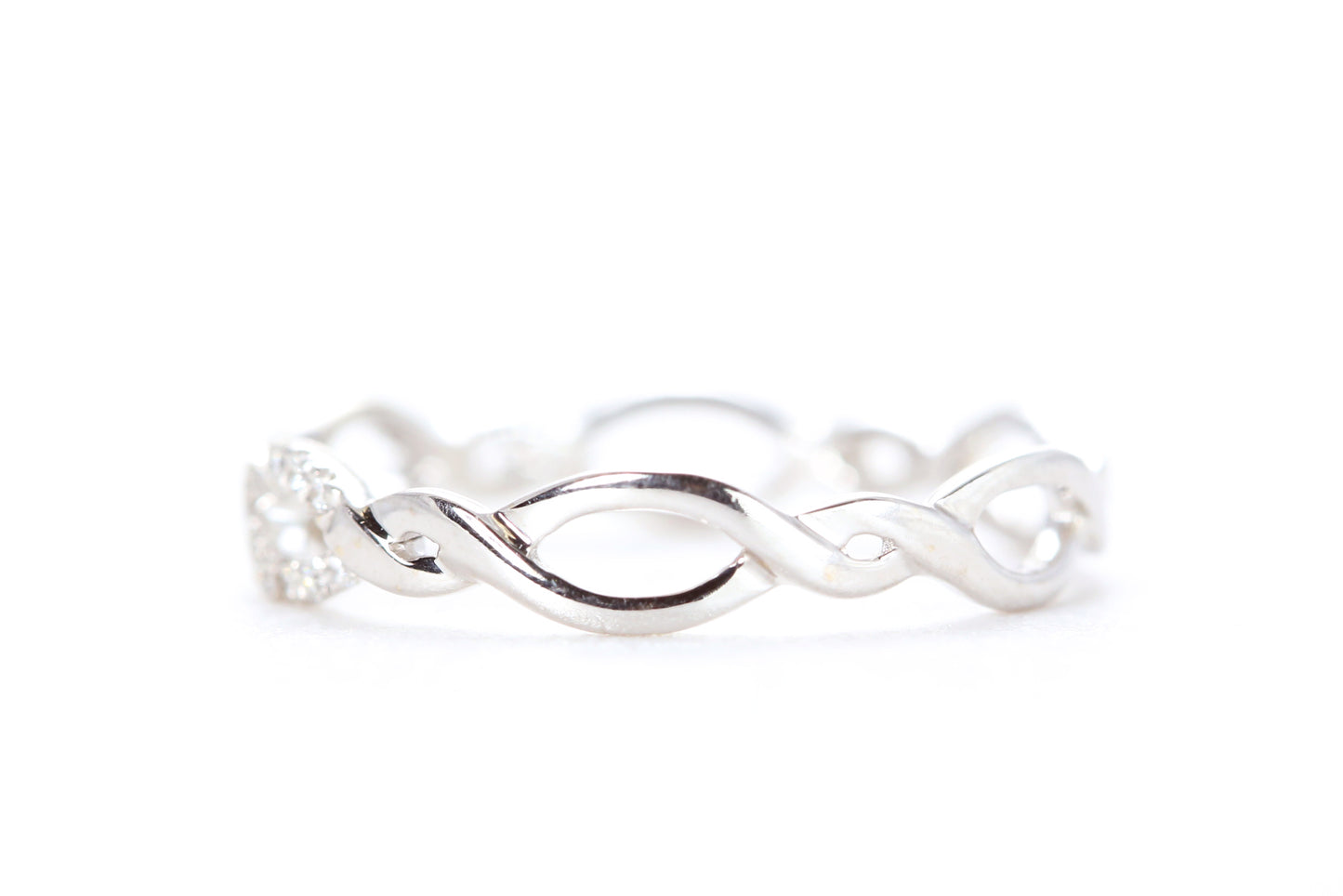 Open Twist Diamond Ring White Gold