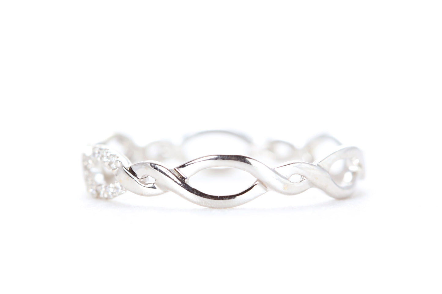 Open Twist Diamond Ring White Gold