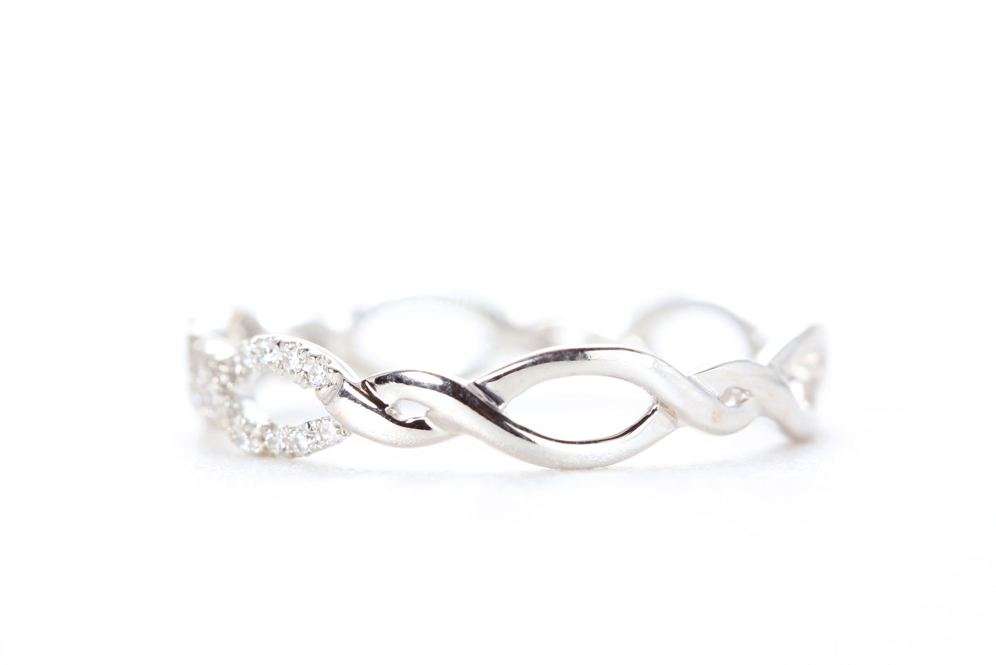 Open Twist Diamond Ring White Gold