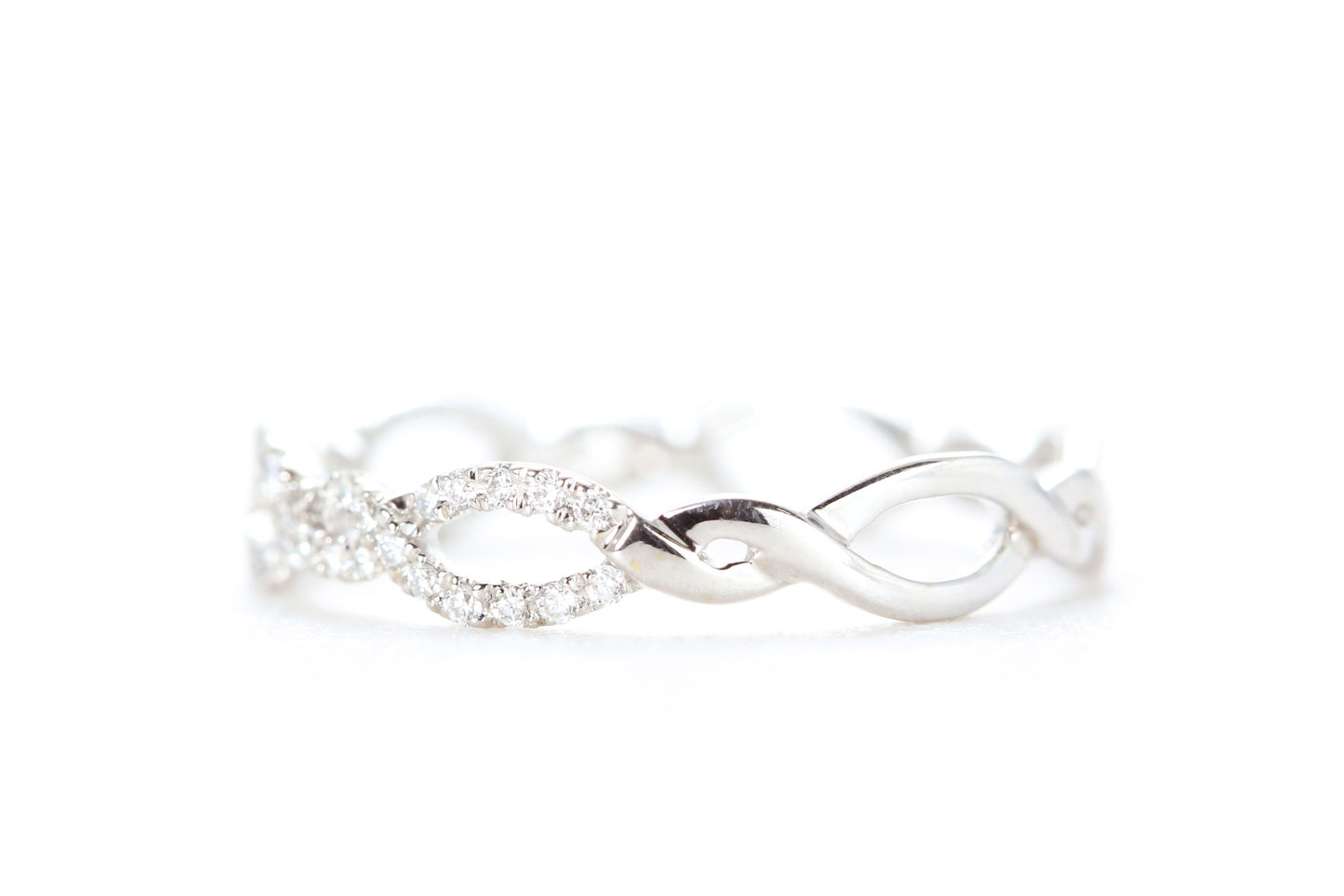 Open Twist Diamond Ring White Gold