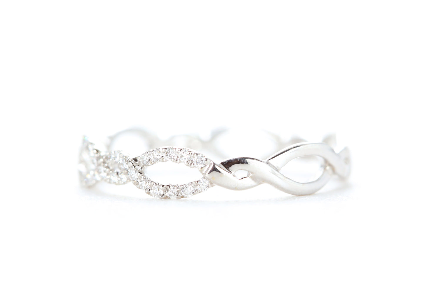 Open Twist Diamond Ring White Gold