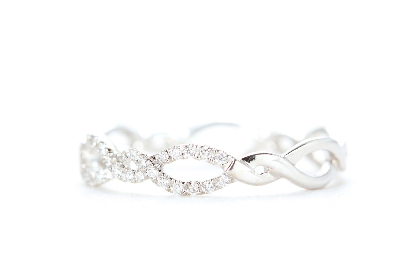 Open Twist Diamond Ring White Gold