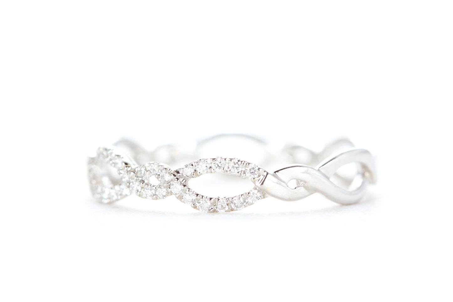 Open Twist Diamond Ring White Gold