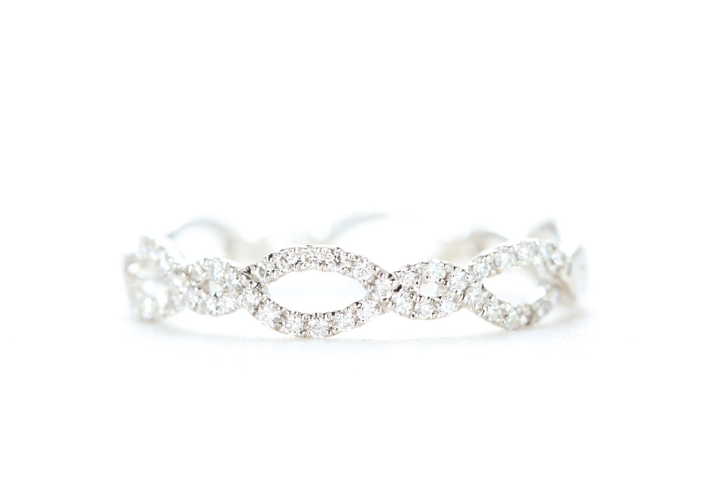 Open Twist Diamond Ring White Gold