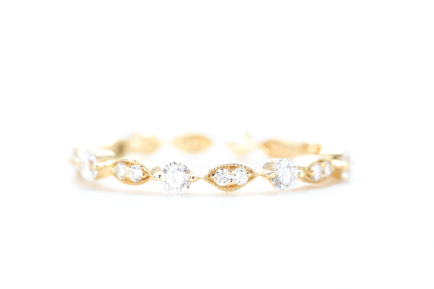 Round and Marquise Shaped Diamond Ring Yellow Gold