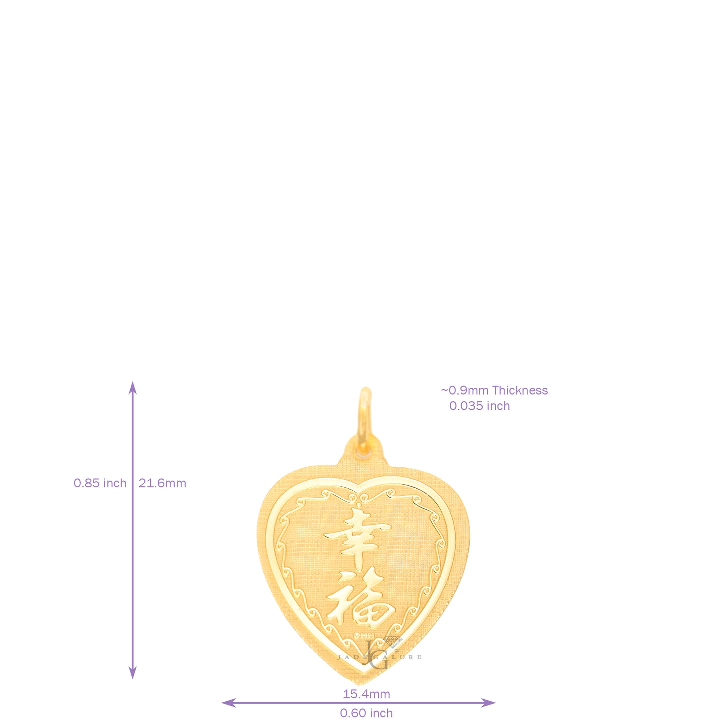 24K Mini Heart Dragon Pendant