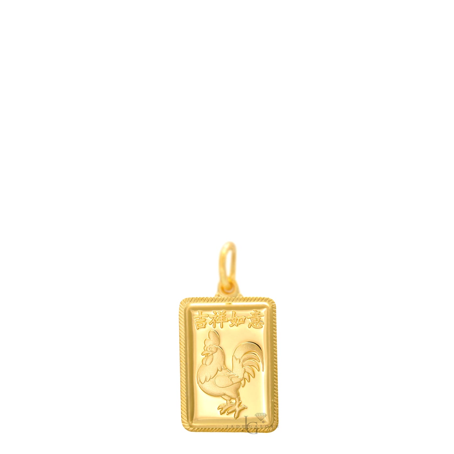 24K Mini Rectangle Rooster Pendant