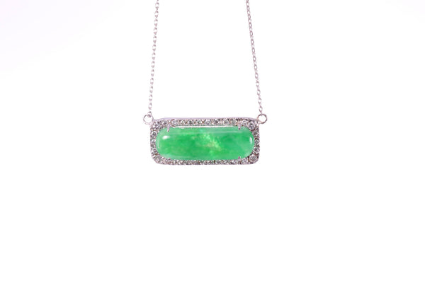 Oval Jadeite Diamond Halo Pendant