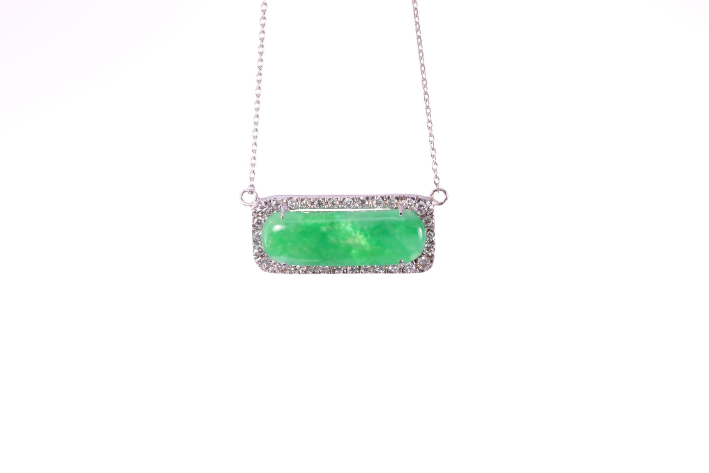 Oval Jadeite Diamond Halo Pendant