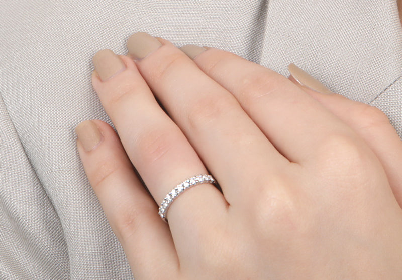 Minimalist Pavé Diamond Ring 1/2 of a carat total weight in 14K white gold