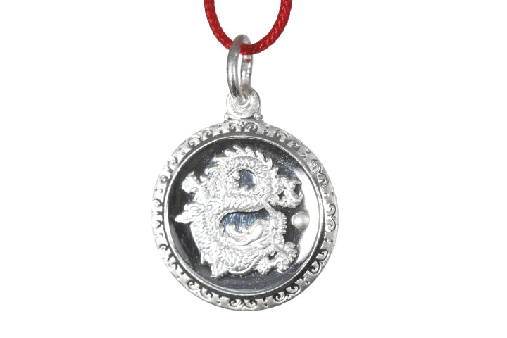 Sterling Silver Mini Round Dragon Pendant