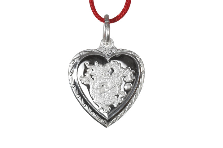 Sterling Silver Mini Heart Dragon Pendant