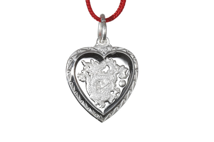 Sterling Silver Mini Heart Dragon Pendant