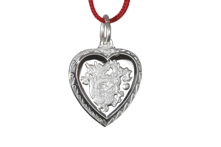 Sterling Silver Mini Heart Dragon Pendant