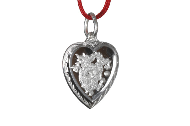 Sterling Silver Mini Heart Dragon Pendant