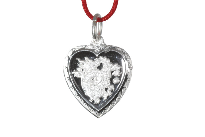 Sterling Silver Mini Heart Dragon Pendant