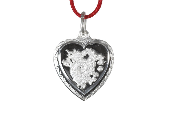 Sterling Silver Mini Heart Dragon Pendant
