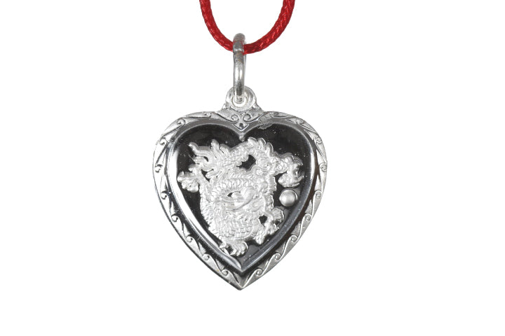 Sterling Silver Mini Heart Dragon Pendant