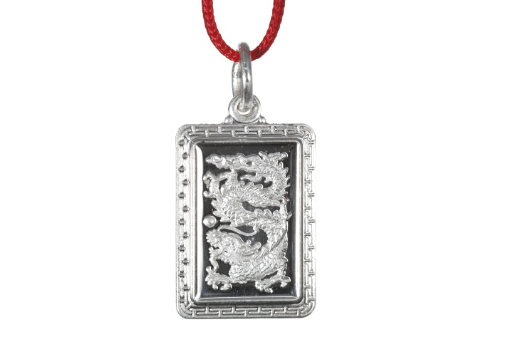 Sterling Silver Mini Rectangle Dragon Pendant