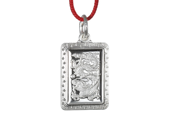 Sterling Silver Mini Rectangle Dragon Pendant