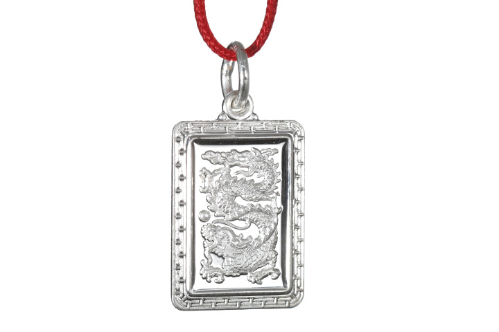 Sterling Silver Mini Rectangle Dragon Pendant